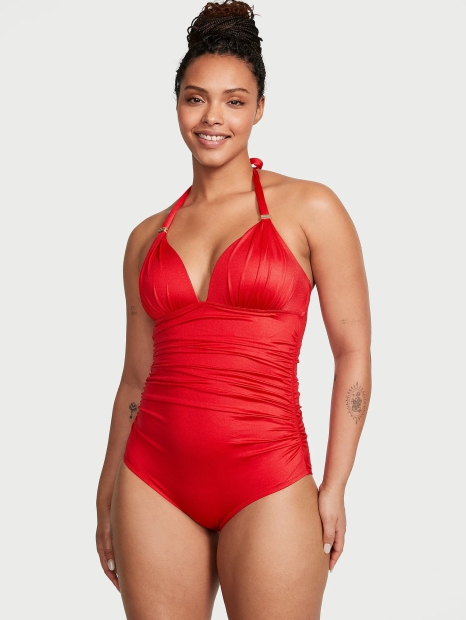 Сдельный купальник Victoria's Secret закрытый Push-Up 1159823031 (Красный M)