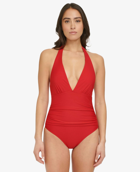 Сдельный купальник Tommy Hilfiger в рубчик 1159834657 (Красный 16)