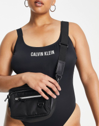 Сдельный купальник Calvin Klein с открытой спиной 1159768560 (Черный, 1X)