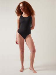 Сдельный женский купальник Athleta с эластичными резинками на спине 1159771733 (Черный, M)