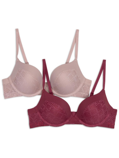 Набор бюстгальтеров Tommy Hilfiger Push-Up 1159832845 (Бежевый/Розовый 34C)