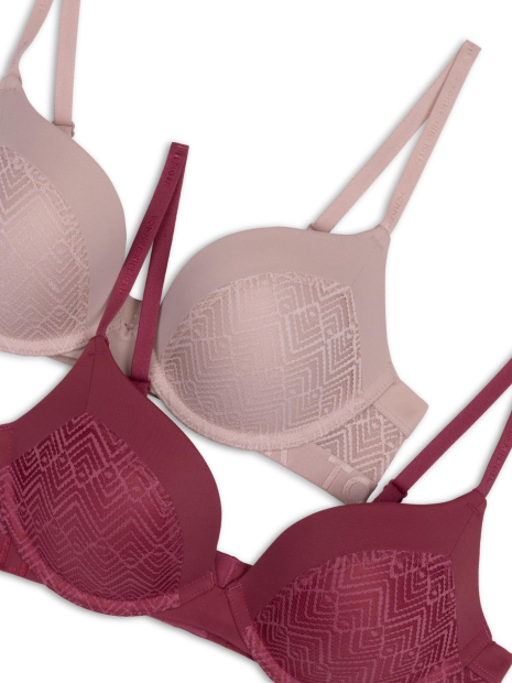 Набор бюстгальтеров Tommy Hilfiger Push-Up 1159832845 (Бежевый/Розовый 34C)