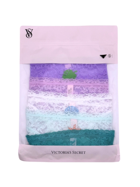 Мереживні жіночі трусики бікіні Victoria's Secret набір 1159810824 (Різнокольоровий, XS)