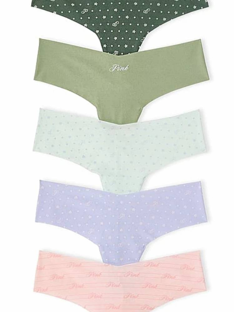 Набор бесшовных трусиков Victoria's Secret Pink тонг 1159831131 (Разные цвета S)