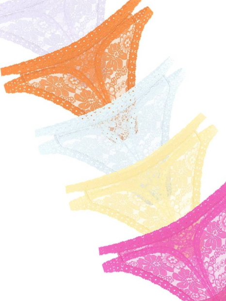 Кружевные женские трусики тонг Victoria's Secret Pink набор 1159831128 (Разные цвета L)