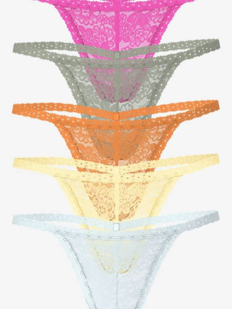 Набор кружевных трусиков Victoria's Secret Pink стринги 1159832222 (Разные цвета XL)