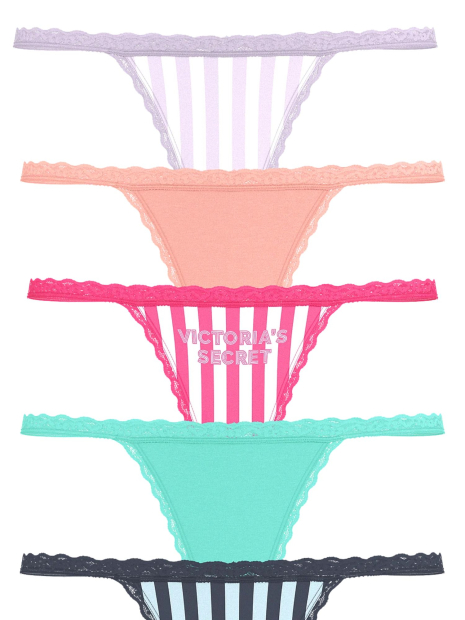 Набор из 5 трусиков Victoria's Secret стринги 1159833521 (Разные цвета M)