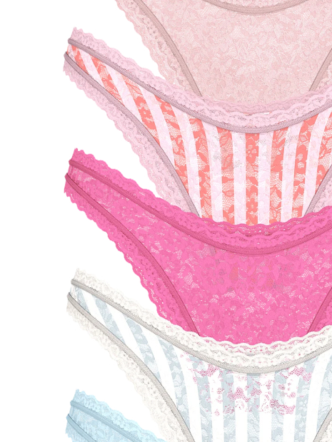 Кружевные женские трусики бразильяны Victoria's Secret набор 1159837833 (Разные цвета M)