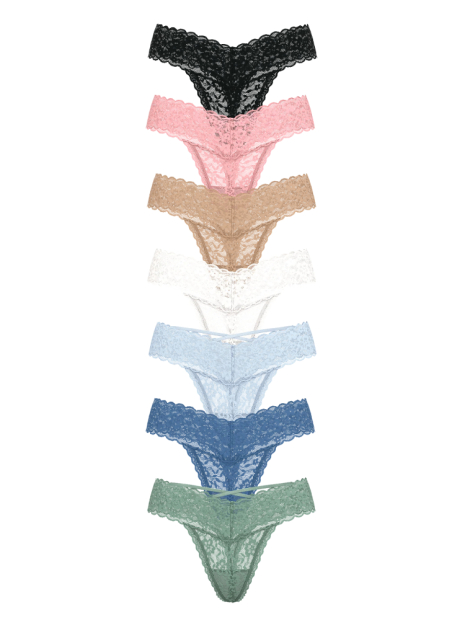 Кружевные женские трусики тонг Victoria's Secret набор 1159837836 (Разные цвета L)