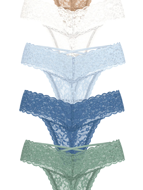Кружевные женские трусики тонг Victoria's Secret набор 1159837836 (Разные цвета L)