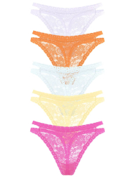 Кружевные женские трусики тонг Victoria's Secret Pink набор 1159830839 (Разные цвета M)