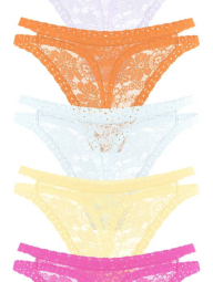 Кружевные женские трусики тонг Victoria's Secret Pink набор 1159831128 (Разные цвета L)