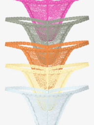 Набор кружевных трусиков Victoria's Secret Pink стринги 1159832222 (Разные цвета XL)