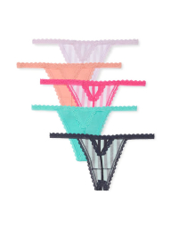 Набор из 5 трусиков Victoria's Secret стринги 1159833516 (Разные цвета XL)