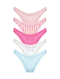 Кружевные женские трусики бразильяны Victoria's Secret набор 1159837833 (Разные цвета M)