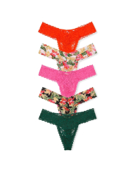 Кружевные женские трусики тонг Victoria's Secret набор 1159837843 (Разные цвета L)