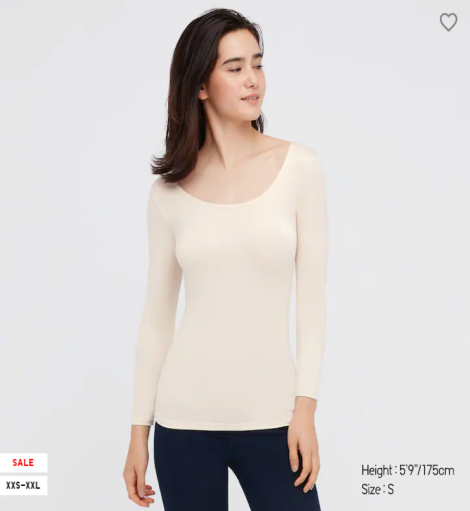 Женский термолонгслив Uniqlo HEATTECH 1159763557 (Бежевый, XXL)