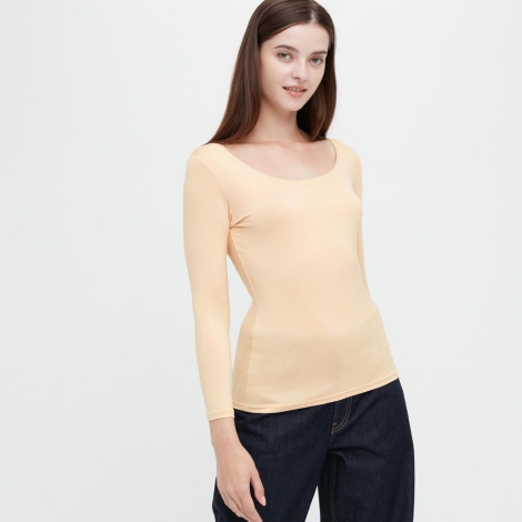 Женский лонгслив UNIQLO HEATTECH 1159797231 (Бежевый, S)