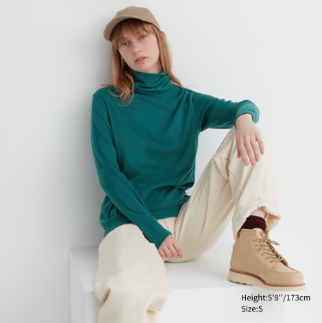 Жіночий флосовий лонгслів Uniqlo 1159805004 (Зелений, XS) 1159805004 (Зелений, XS)