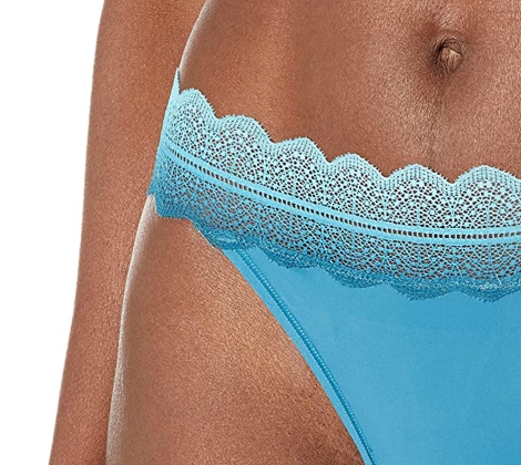 Трусики Calvin Klein тонг с кружевом 1159787972 (Голубой, S)