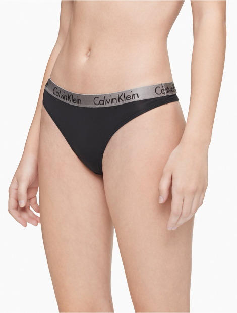 Женские гладкие трусики тонг Calvin Klein с логотипом 1159785227 (Черный, XS)