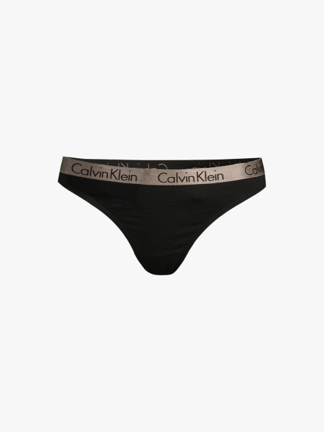 Женские гладкие трусики тонг Calvin Klein с логотипом 1159785227 (Черный, XS)