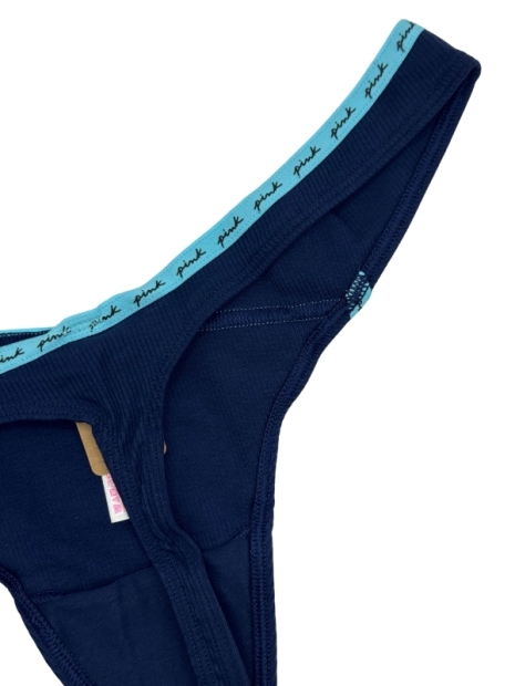 Женские трусики тонг Victoria's Secret PINK в рубчик 1159783985 (Синий, S)