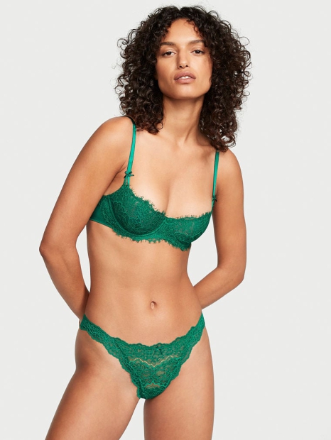 Трусики тонг с цветочным кружевом Victoria's Secret 1159793289 (Зеленый, XS)