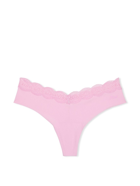 Бесшовные трусики тонг Victoria's Secret Pink с кружевом 1159796004 (Розовый, S)