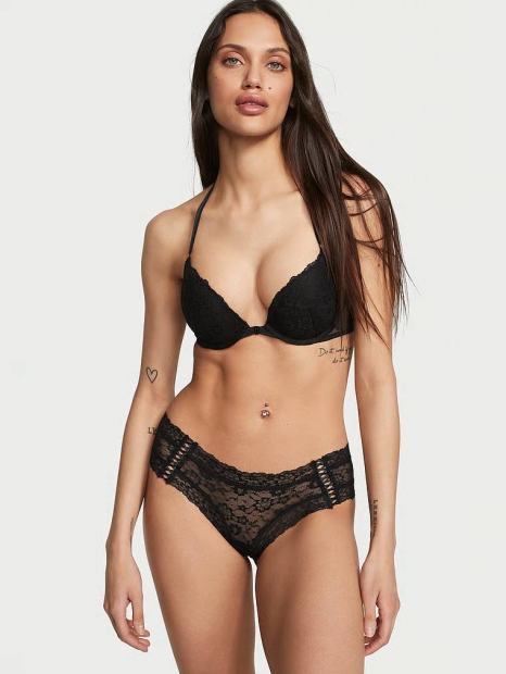 Кружевные трусики чики Victoria's Secret на шнуровке 1159798504 (Черный, XS)