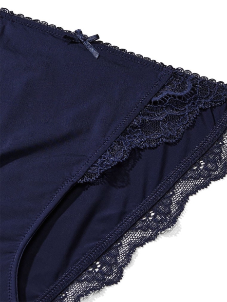 Женские гладкие трусики Victoria's Secret стринг бикини с кружевом 1159801913 (Синий, L)