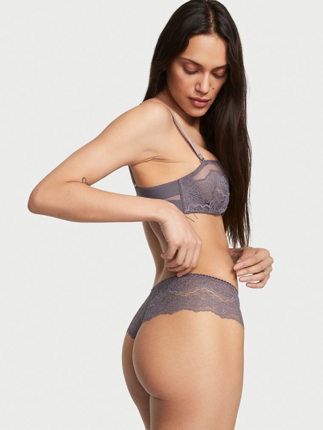 Стильные трусики тонг Victoria's Secret с кружевом 1159799131 (Сиреневый, S)