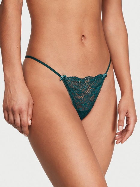 Женские кружевные трусики Victoria's Secret стринги 1159802069 (Зеленый, S)