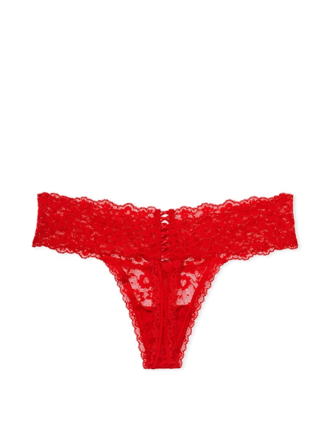 Женские кружевные трусики тонг Victoria's Secret 1159810367 (Красный, XL)