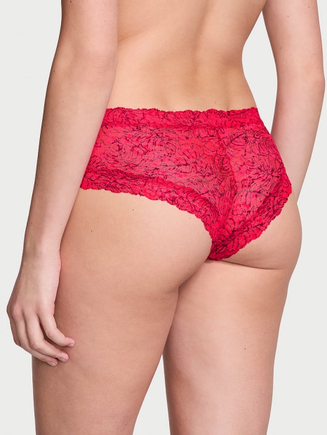 Мереживні трусики чіки Victoria's Secret з принтом 1159803681 (червоний, XL)