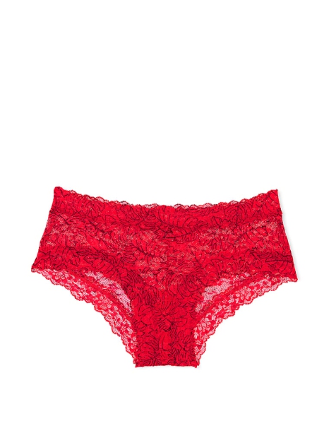Кружевные трусики чики Victoria's Secret с принтом 1159803681 (Красный, XL)