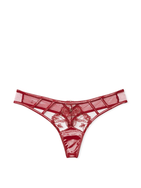Женские кружевные трусики тонг Victoria's Secret с вышивкой 1159806368 (Красный, XXL)