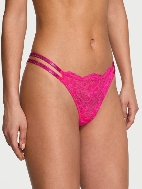 Мереживні трусики зі стразами Victoria's Secret Бразиліана 1159806504 (Рожевий, XS)