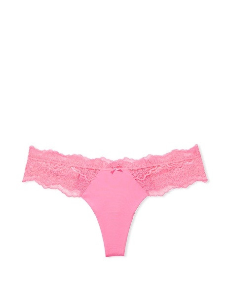 Женские трусики тонг с кружевом Victoria's Secret 1159807366 (Розовый, XS)