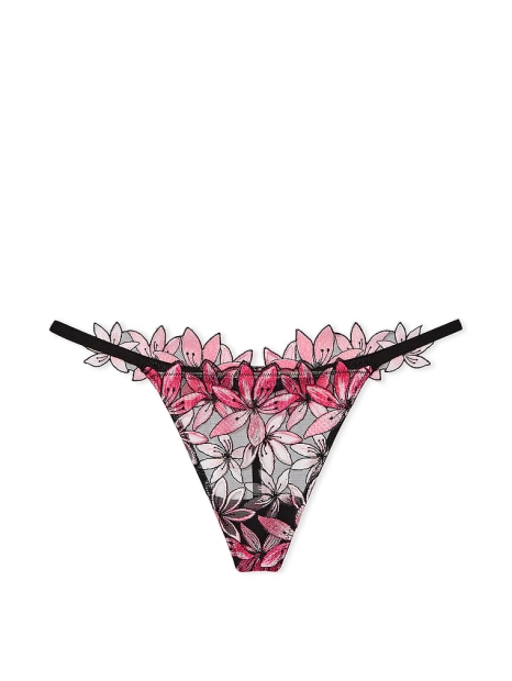 Стрічасті трусики Victoria's Secret з вишивкою 1159807629 (Рожевий, XL)