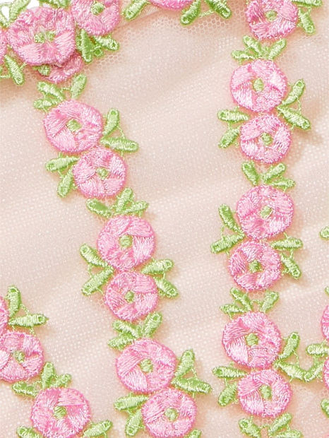 Кружевные трусики с вышивкой Victoria's Secret стринг бикини 1159808276 (Розовый, M)