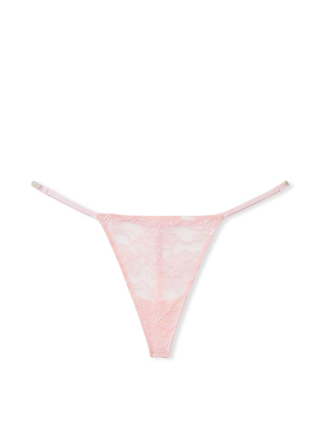 Кружевные трусики стринги со стразами Victoria's Secret 1159808057 (Розовый, XXL)