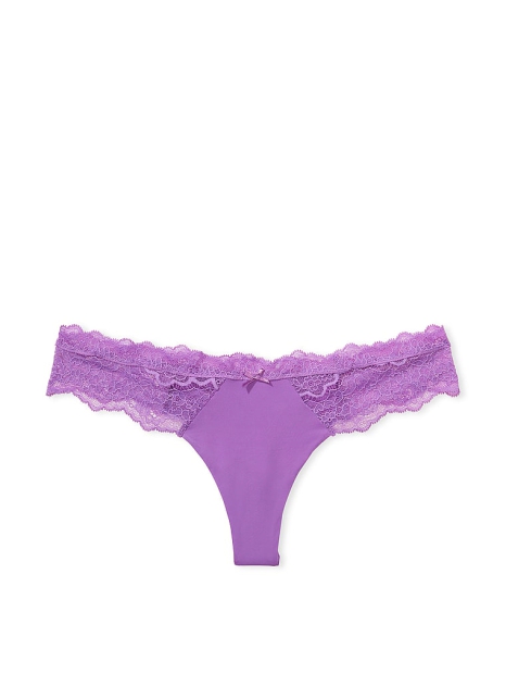 Женские гладкие трусики тонг с кружевом Victoria's Secret 1159808248 (Фиолетовый, M)
