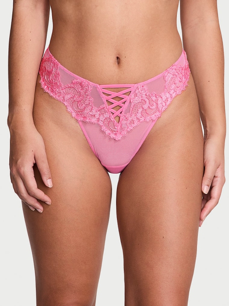 Сітчасті трусики бразилії Victorias Secret з вишивкою 1159808539 (Рожевий, M)