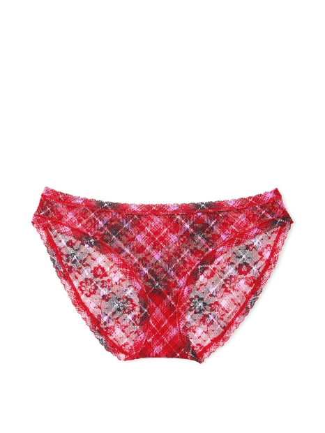 Кружевные трусики бикини Victoria's Secret с принтом 1159810256 (Красный, XS)