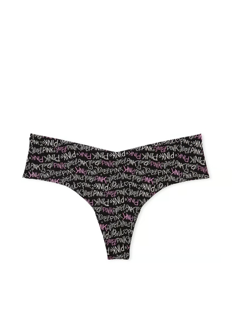 Бесшовные трусики тонг  Victoria's Secret Pink с логотипом 1159816995 (Черный S)