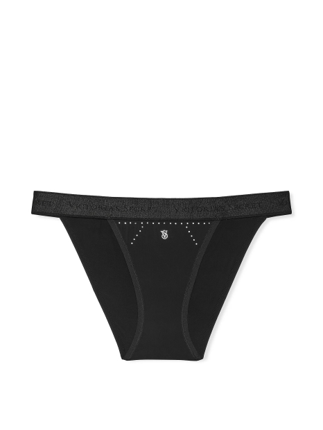 Гладкие трусики танга Victoria's Secret с логотипом из страз 1159820519 (Черный XL)
