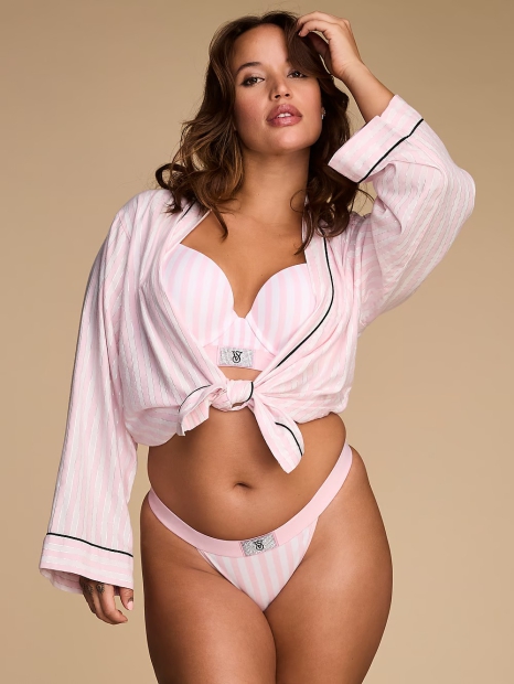 Трусики танга Victoria's Secret с логотипом из страз 1159819035 (Розовый S)