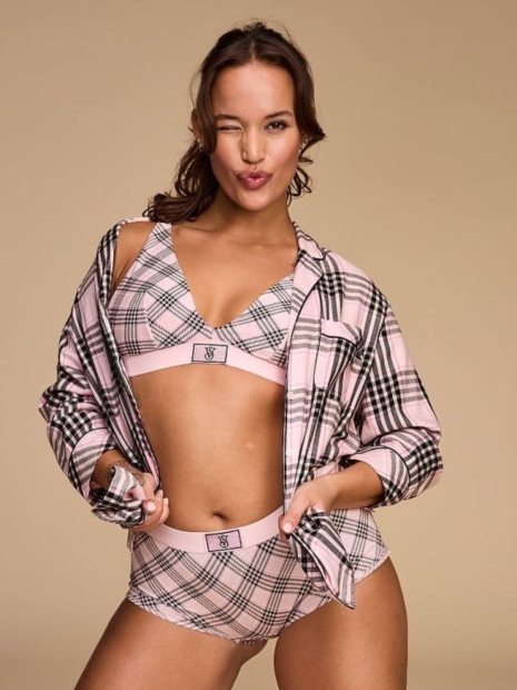 Женские трусики шортики Victoria's Secret с логотипом из страз 1159822643 (Розовый M)
