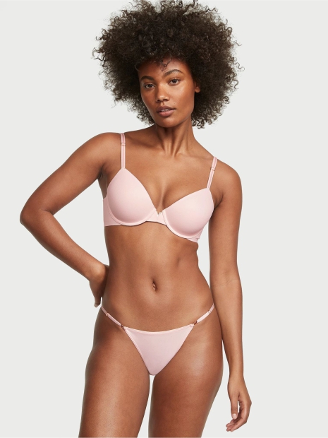 Гладкие трусики стринг бикини Victoria's Secret 1159821675 (Розовый XL)